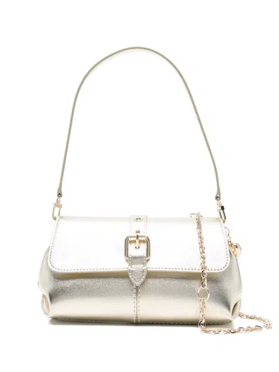 Maje Small Miss Walk Buckle-detail Leather Shoulder Bag In Gold