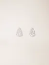 Maje Rhinestone Pear Small Stud Earrings In Silver