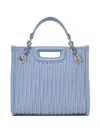 Maje Mini Quilted Leather Tote In Blue