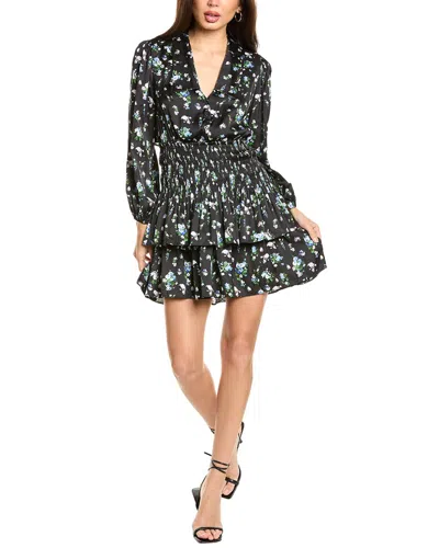 Maje Smocked Mini Dress In Black