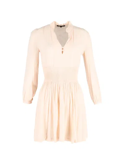 Pre-owned Maje Smocked Mini Dress In Neutral