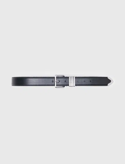 Maje Smooth Leather Belt In Black