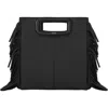 Maje Smooth Leather M Bag With Fringing In Black
