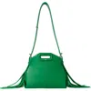 Maje Womens Miss M Mini Logo-embossed Leather Shoulder Bag Verts In Green