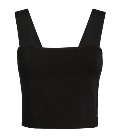 Maje Cropped Square-neck Vest Top In Black