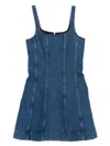 Maje Robolini Babydoll Denim Dress In Blue