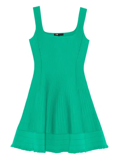Maje Square-neck Sleeveless Mini Dress In Green