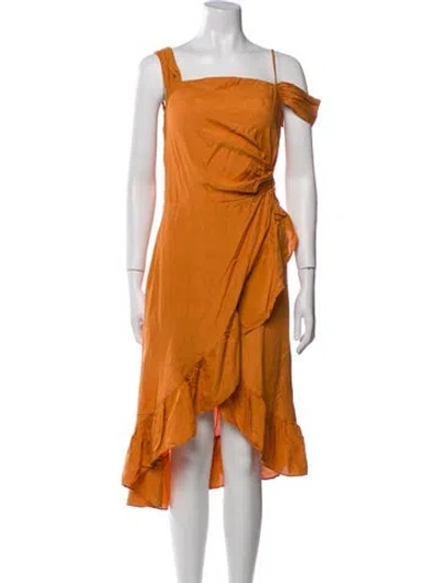 Pre-owned Maje Square Neckline Knee-length Dress In Yellow