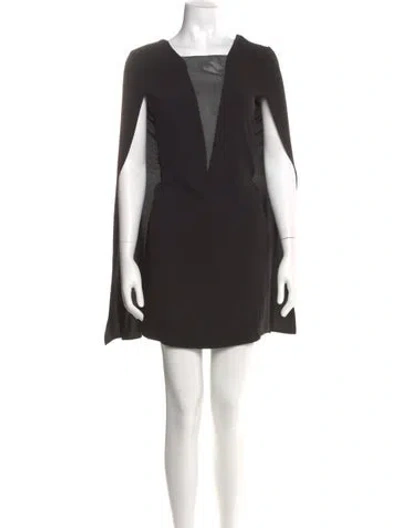 Pre-owned Maje Square Neckline Long Dress In Black