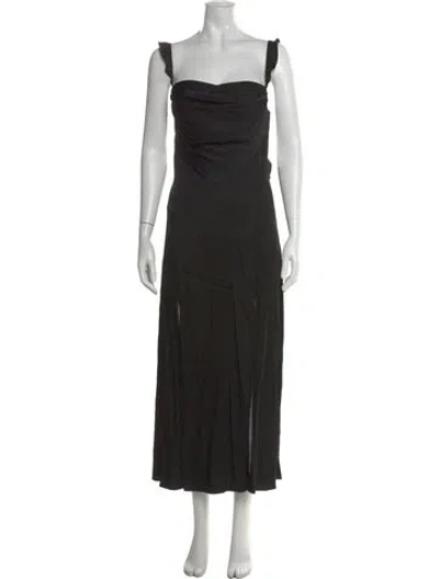 Pre-owned Maje Square Neckline Long Dress In Black