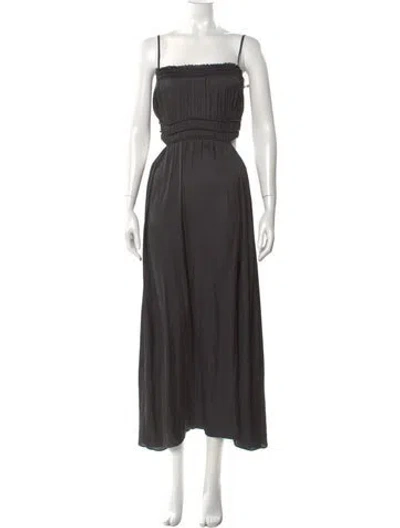Pre-owned Maje Square Neckline Long Dress In Gray