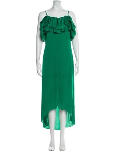 Pre-owned Maje Square Neckline Long Dress In Green