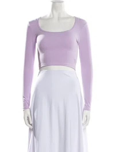 Pre-owned Maje Square Neckline Long Sleeve Crop Top In Purple