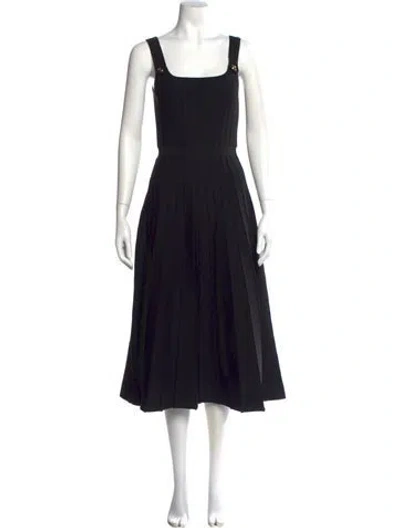 Pre-owned Maje Square Neckline Midi Length Dress In Black