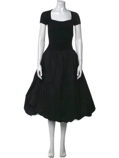 Pre-owned Maje Square Neckline Midi Length Dress In Black