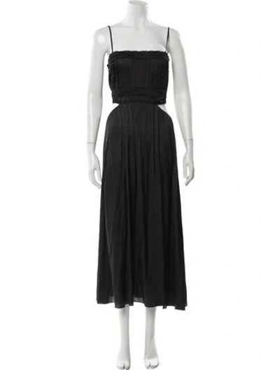 Pre-owned Maje Square Neckline Midi Length Dress In Grey