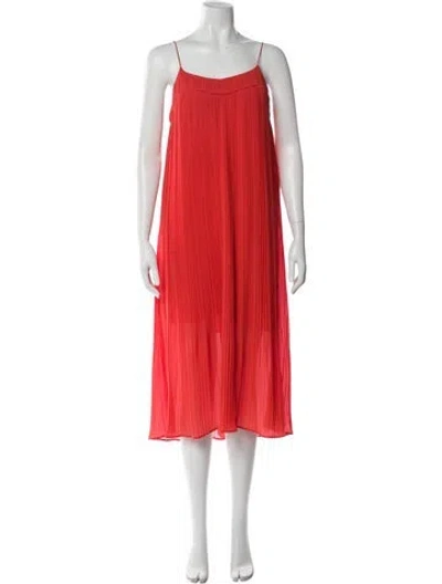 Pre-owned Maje Square Neckline Midi Length Dress In Orange