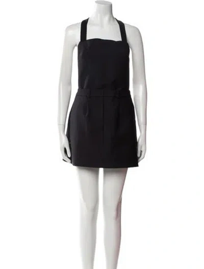 Pre-owned Maje Square Neckline Mini Dress In Black