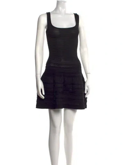Pre-owned Maje Square Neckline Mini Dress In Black