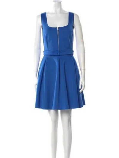 Pre-owned Maje Square Neckline Mini Dress In Blue