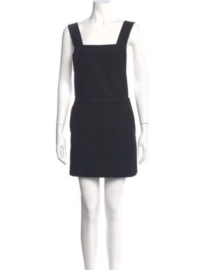 Pre-owned Maje Square Neckline Mini Dress In Blue
