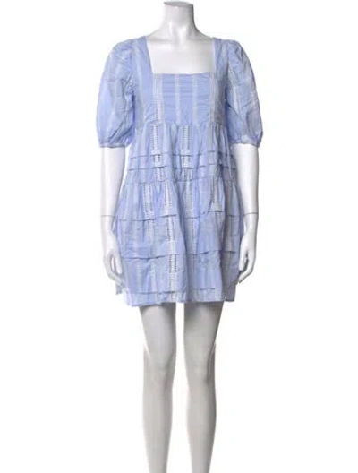 Pre-owned Maje Square Neckline Mini Dress In Blue