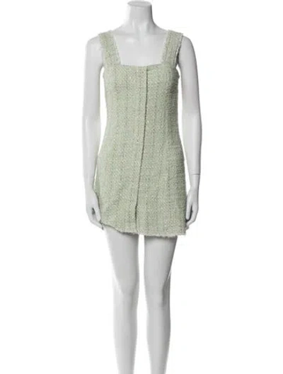 Pre-owned Maje Square Neckline Mini Dress In Green