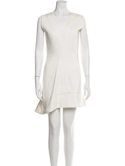 Pre-owned Maje Square Neckline Mini Dress In Neutral