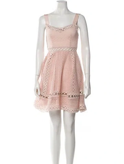 Pre-owned Maje Square Neckline Mini Dress In Pink