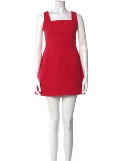 Pre-owned Maje Square Neckline Mini Dress In Red