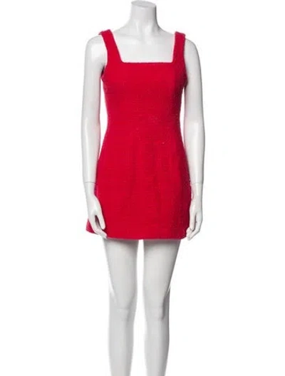 Pre-owned Maje Square Neckline Mini Dress In Red