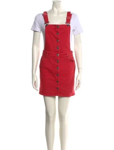 Pre-owned Maje Square Neckline Mini Dress In Red