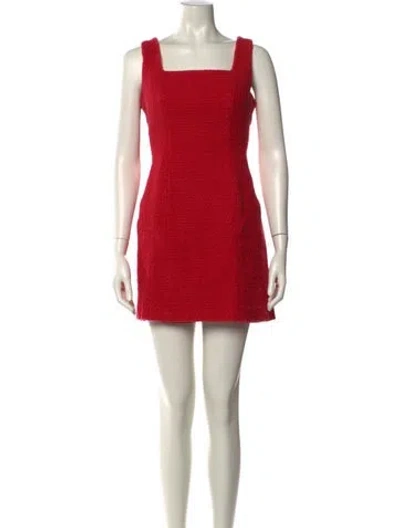 Pre-owned Maje Square Neckline Mini Dress In Red