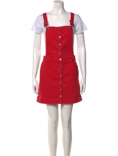 Pre-owned Maje Square Neckline Mini Dress In Red