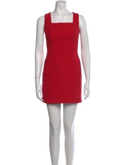 Pre-owned Maje Square Neckline Mini Dress In Red