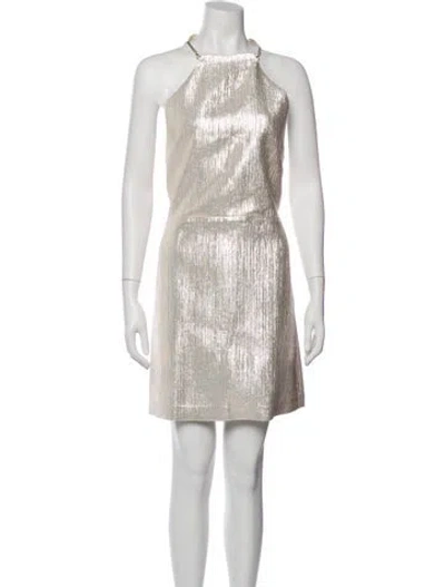 Pre-owned Maje Square Neckline Mini Dress W/ Tags In Neutral