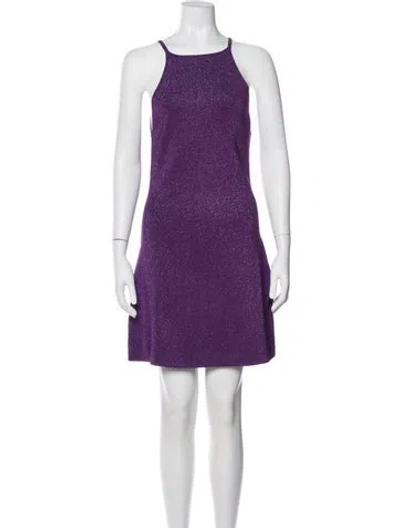 Pre-owned Maje Square Neckline Mini Dress W/ Tags In Purple