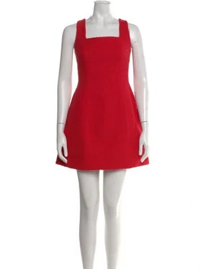 Pre-owned Maje Square Neckline Mini Dress W/ Tags In Red