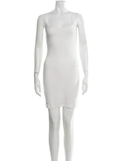 Pre-owned Maje Square Neckline Mini Dress In White