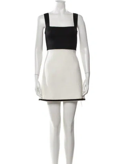 Pre-owned Maje Square Neckline Mini Dress In White