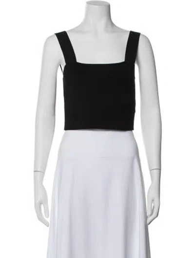 Pre-owned Maje Square Neckline Sleeveless Crop Top In Black