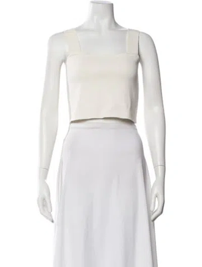 Pre-owned Maje Square Neckline Sleeveless Crop Top In White