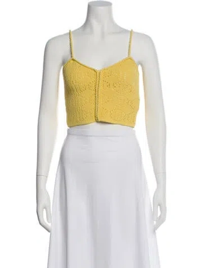 Pre-owned Maje Square Neckline Sweater In Yellow