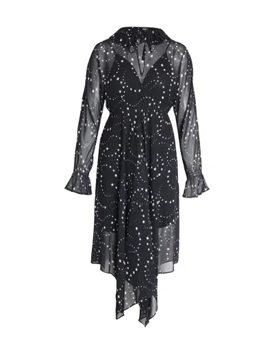 Maje Star Print Dress In Black Polyester