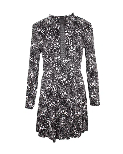 Maje Star Print Mini Dress In Black Cupro In Grey