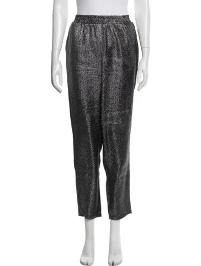Pre-owned Maje Straight Leg Pants In Black/metallic