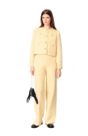 Maje Metallic Tweed Straight Leg Trousers In Yellow