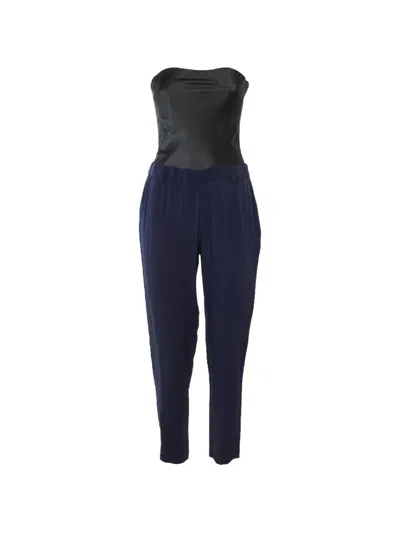 Pre-owned Maje Strapless Crepe Jumpsuit In Blue