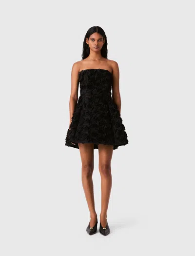 Maje Strapless Dress With Flowers In Multi