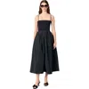Maje Strapless Mesh And Taffeta Dress In Black